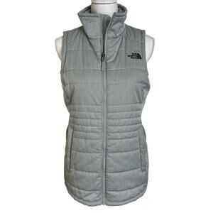 The North Face Vest Women's Small Light Gray Quilted Puffer Vest Full Zip